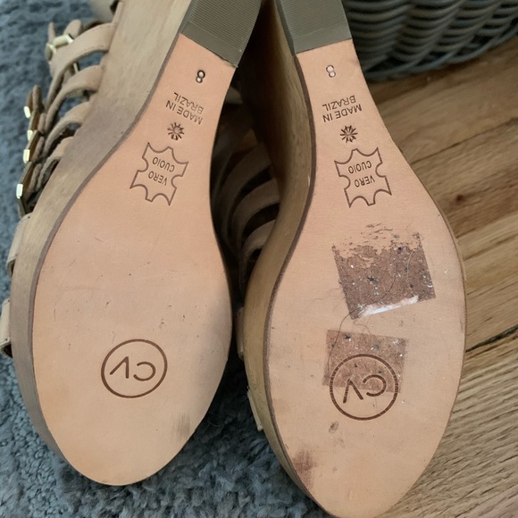 Cynthia Vincent Jett Wood Wedge Sandal 8 - Picture 5 of 5